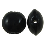 Χάντρες Lampwork, Γυάλινα, Flat Γύρος, μαύρος, 12x8mm, Τρύπα:Περίπου 1.5mm, 100PCs/τσάντα, Sold Με τσάντα