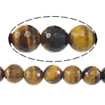 Perles oeil de tigre, Rond, machine à facette, jaune de terre, 6mm, Trou:Environ 1mm, Longueur Environ 15 pouce, 5Strandstoron/lot, Environ 60PC/brin, Vendu par lot