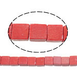 coral sintetico grânulos, miçangas, Cubo, vermelho, 6x6x6mm, Buraco:Aprox 1mm, Aprox 64PCs/Strand, vendido para Aprox 16 inchaltura Strand