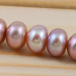 Babhta coirníní saothraithe Diúilicín Péarla, Pearl Fionnuisce, nádúrtha, corcra, Grád A, 7-8mm, Poll:Thart 0.8mm, Díolta Per 15 Inse Snáithe