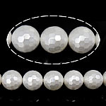 Perline conchiglia mari del sud, Cerchio, sfaccettati, bianco, 14mm, Foro:Appross. 0.8mm, Appross. 29PC/filo, Venduto per Appross. 16 pollice filo