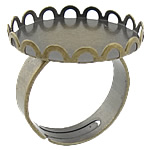 Brass Ring Bezel Základní, Mosaz, starožitné bronzové barvy á, nastavitelný, olovo a kadmium zdarma, 21x21x3mm, 20x20mm, Otvor:Cca 18mm, Vnitřní průměr:Cca 20mm, Velikost:7, 500PC/Bag, Prodáno By Bag