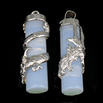 Sea opal häng, med Mässing, Tube, 37x10mm, Hål:Ca 7mm, 10PC/Bag, Säljs av Bag