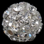 Rhinestone Nakit perle, Mesing, Krug, platine boja pozlaćen, s ocjenom Rhinestone, 20x20mm, Rupa:Približno 2.8mm, 20računala/Torba, Prodano By Torba