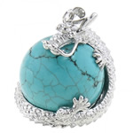 turquoise naturelle Pendentif, avec laiton, dragon, 22-27mm, Trou:Environ 6.5x4mm, 10PC/sac, Vendu par sac