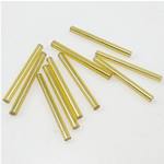 Perline semi in vetro con linee in argento , perline in vetro, Tubo, giallo, 2x21mm, Foro:Appross. 1mm, Venduto da borsa