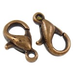 Sinc Alloy Ghliomaigh Clasp, Gliomach, dath copair antique plátáilte, nicil, luaidhe & caidmiam saor in aisce, 10x5.50x3.30mm, Poll:Thart 1mm, 100/