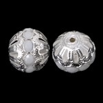 Hollow Brass Beads Round silver color plated with rhinestone nickel lead & cadmium free Approx 2.2mm Sold By Bag