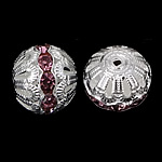 Hollow Brass Beads Round silver color plated with rhinestone nickel lead & cadmium free Approx 2.2mm Sold By Bag