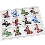 Guld Sand \x26amp; Silver Foil Lampwork Vedhæng, Butterfly, guld sand og sølvfolie, blandede farver, 60.50x40x10mm, Hole:Ca. 4.2mm, 12pc'er/Box, Solgt af Box