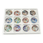 Millefiori Scheibe Glas Anhänger, Lampwork, flache Runde, Goldsand und Silberfolie, gemischte Farben, 50x12mm, Bohrung:ca. 8.7mm, 12PCs/Box, verkauft von Box