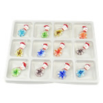 Innen Blume Lampwork Anhänger, Schneemann, gemischte Farben, 27x60x15.50mm, Bohrung:ca. 4mm, 12PCs/Box, verkauft von Box