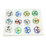 Mode Lampwork Anhänger, flache Runde, gemischte Farben, 49x6mm, Bohrung:ca. 3.8mm, 12PCs/Box, verkauft von Box