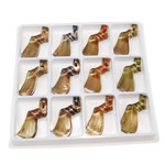 Gold Sand Lampwork Hangers, Twist, goud zand, gemengde kleuren, 62x25x14mm, Gat:Ca 6.5mm, 12pC's/box, Verkocht door box