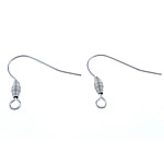 Stainless Steel Hook slangetje, Roestvrij staal, met lus, oorspronkelijke kleur, 19.7x24.2mm, 0.6mm, 200paren/Bag, Verkocht door Bag