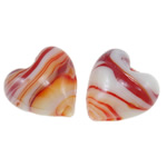 Belagte Lampeperler, Lampwork, Heart, forgyldt, 20x15mm, Hole:Ca. 2mm, 100pc'er/Bag, Solgt af Bag