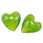 Belagte Lampeperler, Lampwork, Heart, forgyldt, 21x19.50x12.50mm, Hole:Ca. 2mm, 100pc'er/Bag, Solgt af Bag