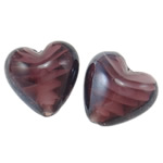 Belagte Lampeperler, Lampwork, Heart, forgyldt, 21x19.50x12.50mm, Hole:Ca. 2mm, 100pc'er/Bag, Solgt af Bag