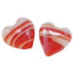 Belagte Lampeperler, Lampwork, Heart, forgyldt, 16x10mm, Hole:Ca. 2mm, 100pc'er/Bag, Solgt af Bag