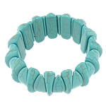 Fashion Turkos Armband, Natural Turquoise, blå, 8.8x28x12mm, 9.5x23.2x9mm, Längd Ca 8 inch, 20Strands/Lot, Säljs av Lot