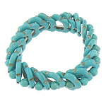 Fashion Turkos Armband, Natural Turquoise, turkosblå, 19x18.8x3.5mm,6mm, Längd Ca 7.2 inch, 30Strands/Lot, Säljs av Lot