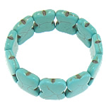 Fashion Turkos Armband, Natural Turquoise, turkosblå, 22x18x6mm, Längd Ca 8 inch, 30Strands/Lot, Säljs av Lot