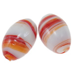 Plated Χάντρες Lampwork, Γυάλινα, Ωοειδής, επιχρυσωμένο, 18x12mm, Τρύπα:Περίπου 2mm, 100PCs/τσάντα, Sold Με τσάντα