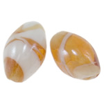 Belagte Lampeperler, Lampwork, Oval, forgyldt, 18x12mm, Hole:Ca. 2mm, 100pc'er/Bag, Solgt af Bag