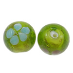 Бусины Lampwork с золотым песком, Лэмпворк, Круглая, золотой песок, 16mm, отверстие:Приблизительно 1.5mm, 100ПК/сумка, продается сумка