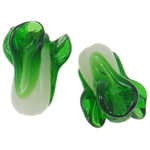 Perline di vetro Murano fatte a mano, vetro lavorato, Verdura, fatto a mano, verde, 19x13mm, Foro:Appross. 2.5mm, 100PC/borsa, Venduto da borsa