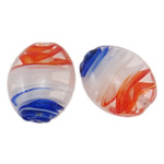 Εσωτερική Twist Χάντρες Lampwork, Γυάλινα, Ωοειδής, χειροποίητο, εσωτερική συστροφή, 22x18x9mm, Τρύπα:Περίπου 2mm, 100PCs/τσάντα, Sold Με τσάντα