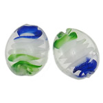 Belső Twist Lampwork gyöngyök, Ovális, kézi, belső csavar, 22x18x9mm, Lyuk:Kb 2mm, 100PC-k/Bag, Által értékesített Bag