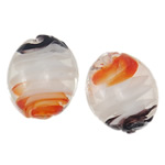 Εσωτερική Twist Χάντρες Lampwork, Γυάλινα, Ωοειδής, χειροποίητο, εσωτερική συστροφή, 22x18x9mm, Τρύπα:Περίπου 2mm, 100PCs/τσάντα, Sold Με τσάντα