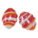 Belagte Lampeperler, Lampwork, Oval, forgyldt, 20x14.50x9mm, Hole:Ca. 1.5mm, 100pc'er/Bag, Solgt af Bag