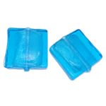 Silberfolie Lampwork Perlen, Quadrat, seeblau, 20x6mm, Bohrung:ca. 2mm, 100PCs/Tasche, verkauft von Tasche