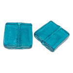 Silver Foil Lampwork Beads Square blue Approx 2mm Sold By Bag