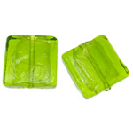 Perles murano feuille d'argent, chalumeau, cadre, vert olive, 20x6mm, Trou:Environ 2mm, 100PC/sac, Vendu par sac