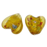 الخرز الفضي Lampwork احباط, امبورك, قلب, الفضة احباط, كهرمان, 20x21x14mm, حفرة:تقريبا 1.5-2.5mm, 100أجهزة الكمبيوتر/حقيبة, تباع بواسطة حقيبة