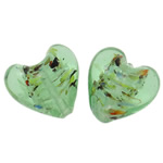 Silver Foil Lampwork, Hart, zilverfolie, groen, 20x21x14mm, Gat:Ca 1.5-2.5mm, 100pC's/Bag, Verkocht door Bag