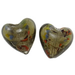 Silver Foil Lampwork, Hart, zilverfolie, donkergrijs, 20x21x14mm, Gat:Ca 1.5-2.5mm, 100pC's/Bag, Verkocht door Bag