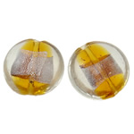 Silver Foil Lampwork Beads Flat Round two tone Approx 2-3mm Sold By Bag