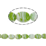 Perline di vetro Murano fatte a mano, vetro lavorato, Ovale, fatto a mano, verde, 22x17x11mm, Foro:Appross. 2-2.5mm, 100PC/borsa, Venduto da borsa