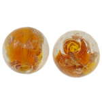 Miçangade Lampwork de areia de ouro, vidrilho, Roda, pó de ouro, 14mm, Buraco:Aprox 1.5-2mm, 100PCs/Bag, vendido por Bag