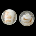 Gold Sand Χάντρες Lampwork, Γυάλινα, Γύρος, χρυσή άμμο, 14mm, Τρύπα:Περίπου 1.5-2mm, 100PCs/τσάντα, Sold Με τσάντα