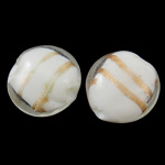 Gold Sand Χάντρες Lampwork, Γυάλινα, Κέρμα, χρυσή άμμο, 20x9mm, Τρύπα:Περίπου 2mm, 100PCs/τσάντα, Sold Με τσάντα