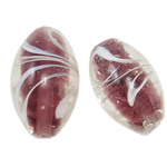 Ručno lampwork perle, Oval, ručno izrađen, ljubičasta boja, 28x16mm, Rupa:Približno 2mm, 100računala/Torba, Prodano By Torba