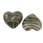 Handgemaakte Lampwork Beads, Hart, innerlijke twist, 25x28x16mm, Gat:Ca 2.5mm, 100pC's/Bag, Verkocht door Bag