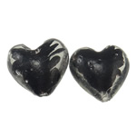 Abalorios de Cristal de Murano con Interior Trenzado, Corazón, hecho a mano, giro interior, Negro, 25x28x16mm, agujero:aproximado 2.5mm, 100PCs/Bolsa, Vendido por Bolsa