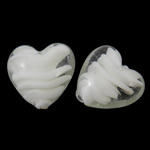 Abalorios de Cristal de Murano con Interior Trenzado, Corazón, hecho a mano, giro interior, Blanco, 25x28x16mm, agujero:aproximado 2.5mm, 100PCs/Bolsa, Vendido por Bolsa