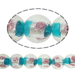 Silver Foil Lampwork, Ronde, zilverfolie, 14mm, Gat:Ca 2mm, 100pC's/Bag, Verkocht door Bag